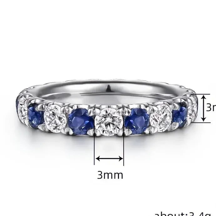 Blue White Round Cubic Zirconia Geometric Wedding Promise Ring 2023 Brass