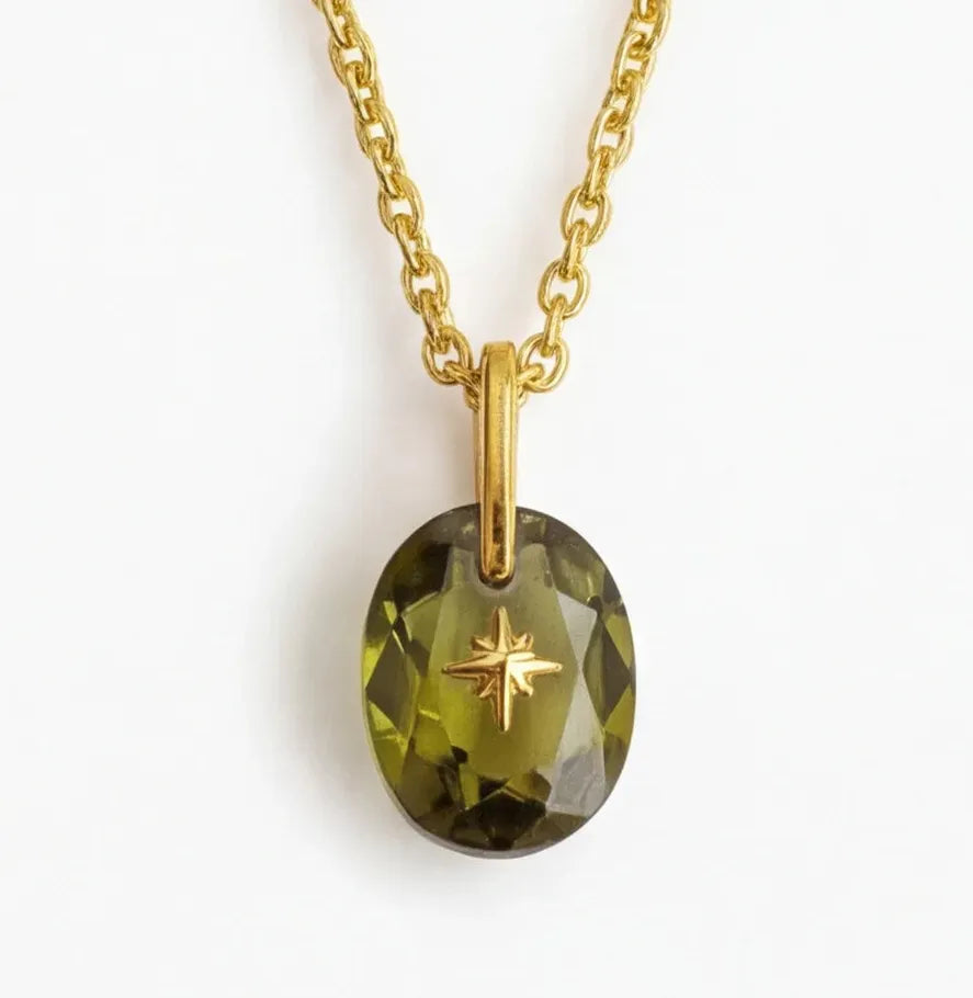 Multi-color Crystal Zircon Oval Pendant Necklace for Women Stainless Steel Jewelry