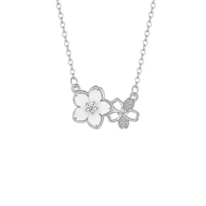Luxury Shiny Sakura Pendant Women’s Trendy Flower Necklace Jewelry Gift