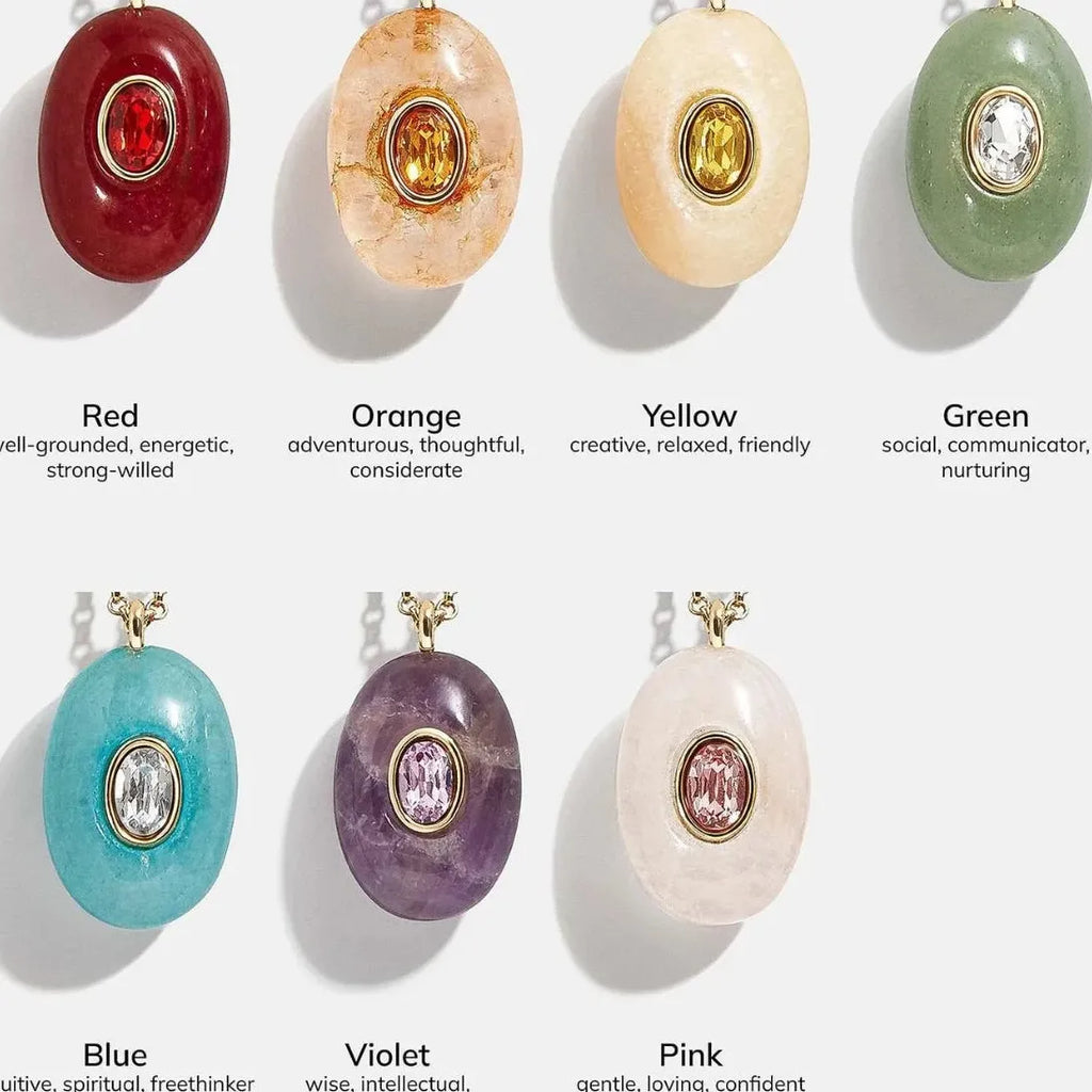 18K Gold Plated Stainless Steel Oval Multicolor Zircon Pendant Necklace Choker