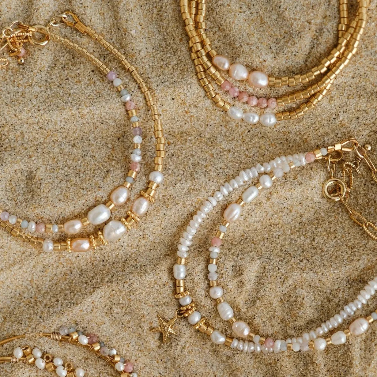 18K Gold Plated Stainless Steel Freshwater Pearl Baroque Charm Bracelet Women