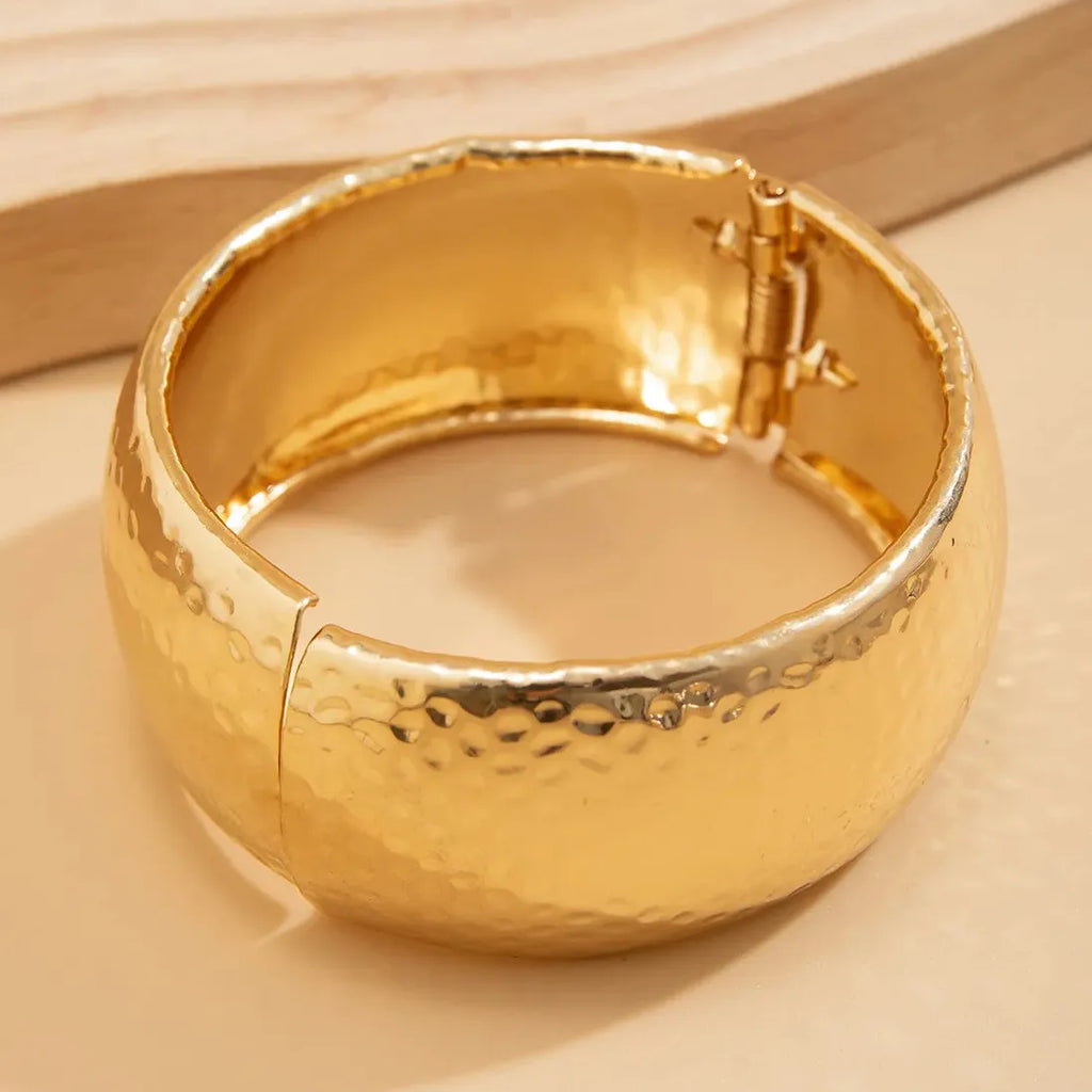 14k Gold Plated Punk Geometric Wide Adjustable Cuff Bracelet Bangle Men Women