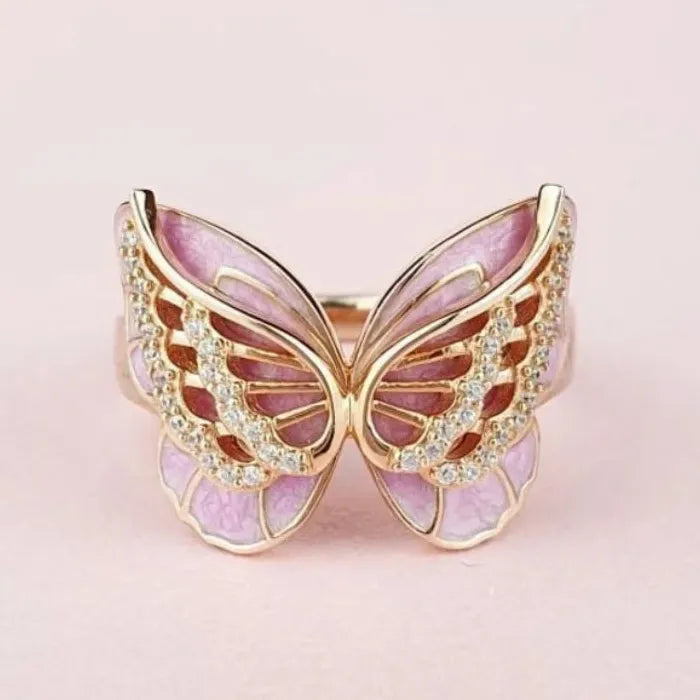 Purple CZ Bow Ring for Women Zinc Alloy Resin Fashion Jewelry Wedding Gift