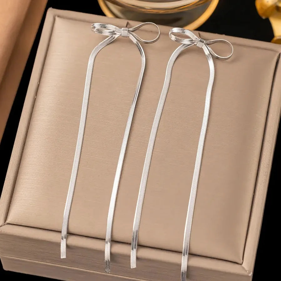 Stainless Steel Geometric O-Chain Tassel Drop Earrings for Women Jewelry