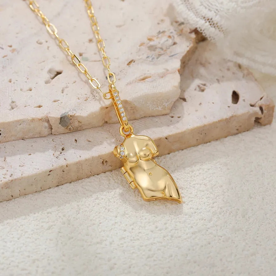 18K Gold Plated Stainless Steel Punk Body Chain Necklace for Women Gift