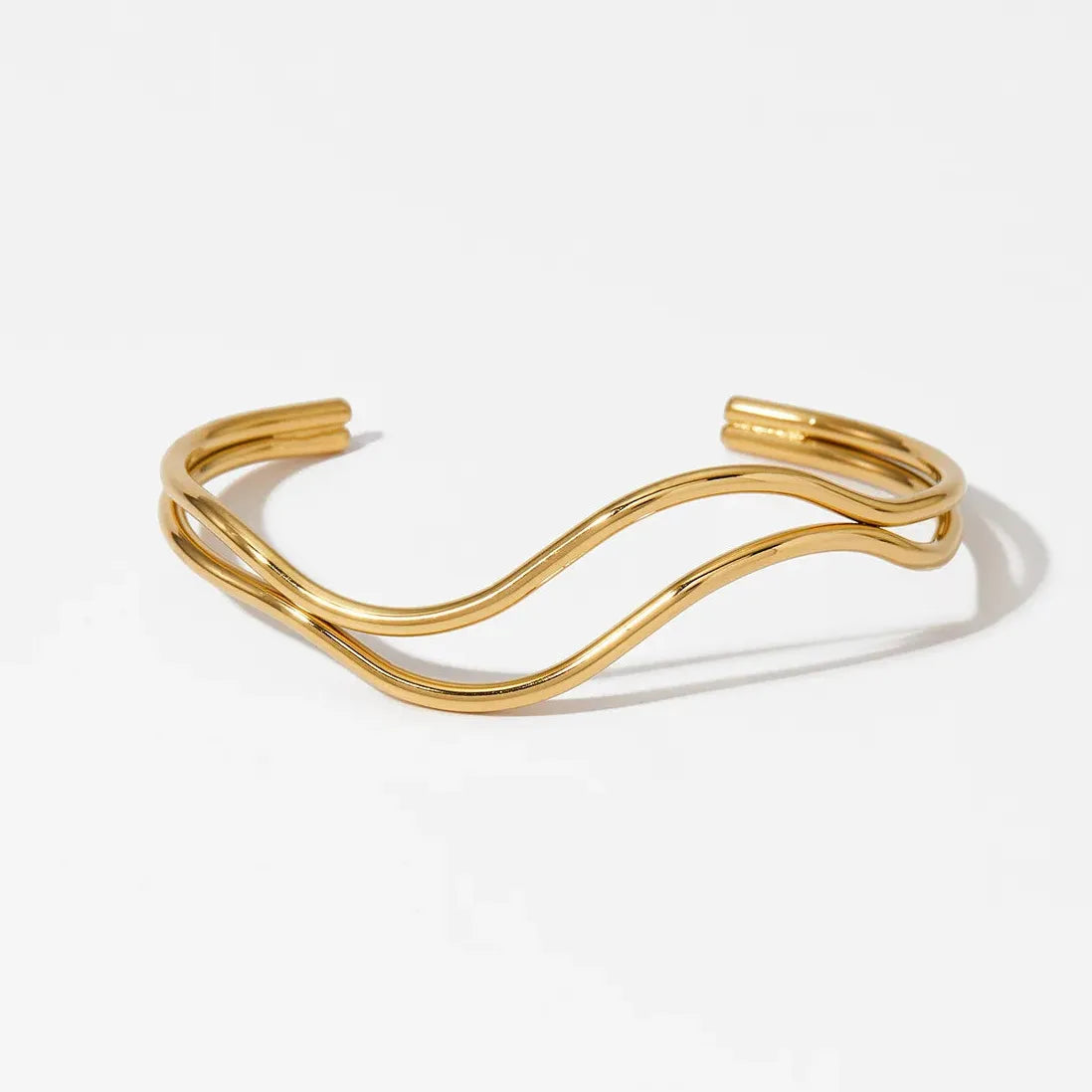 18k Gold Plated Stainless Steel Adjustable Geometric Cuff Bracelet Bangle