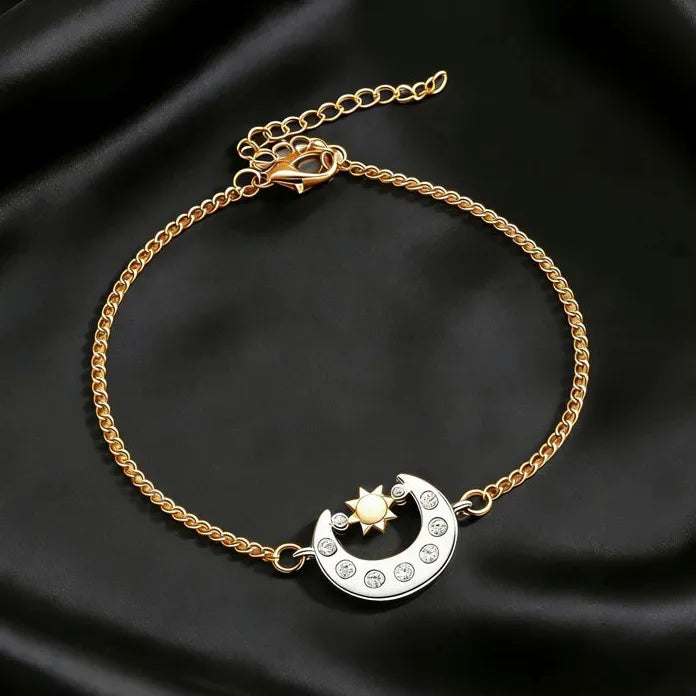 Vintage Zinc Alloy Moon Sun Jewelry Set for Women Necklace Earrings Ring Bracelet