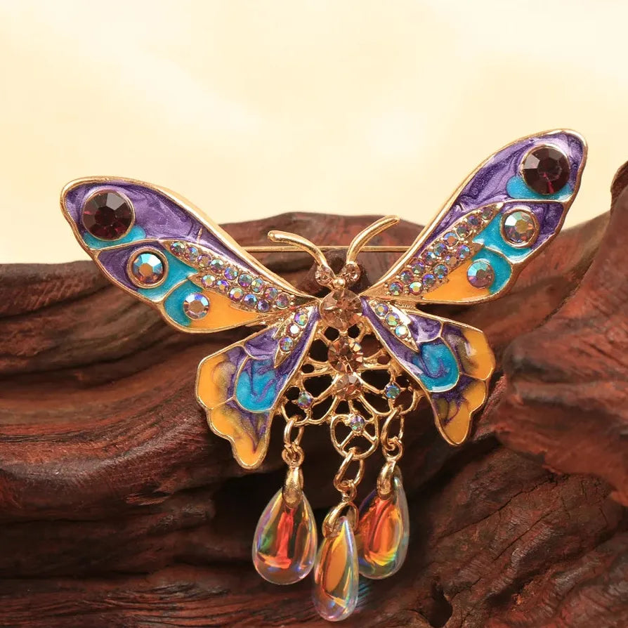 Vintage Elegant Chinese Style Butterfly Tassel Brooch Pin Gift