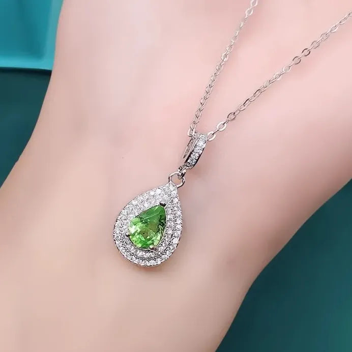 Elegant Water Drop Pendant Necklace for Women Cubic Zirconia Wedding Jewelry