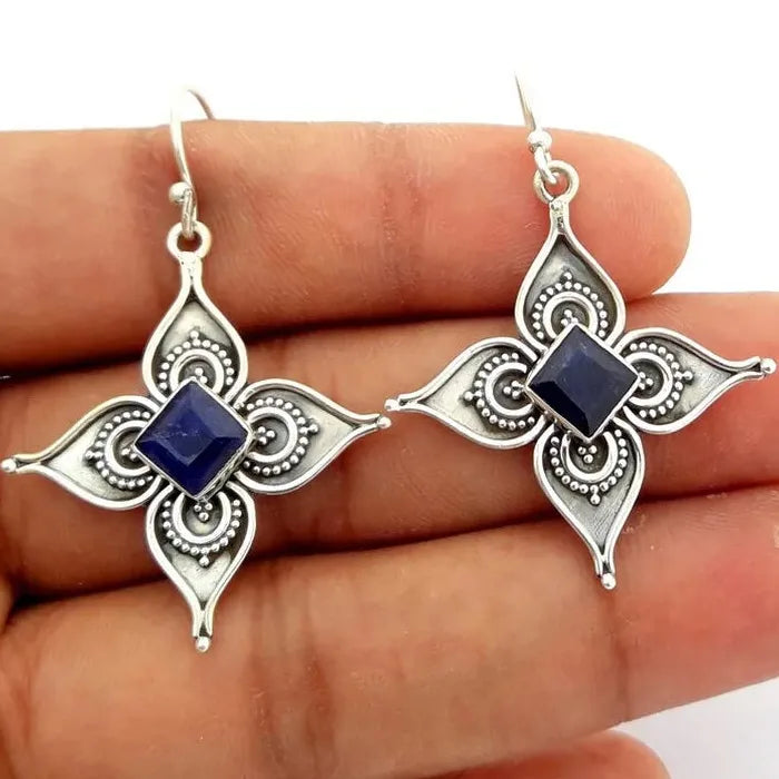 Vintage Bohemian Flower Drop Earrings Zinc Alloy Women's Charm Jewelry Gift