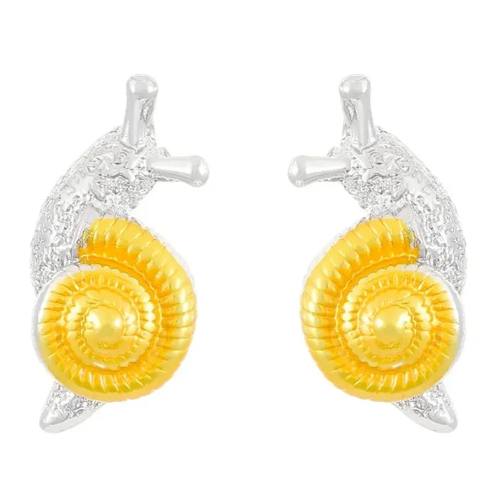 Two Tone Snail Stud Earrings Zinc Alloy Insect Jewelry for Men Women