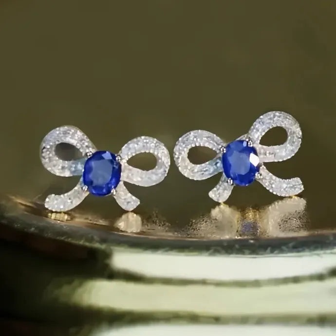 Blue Cubic Zirconia Geometric Copper Alloy Stud Earrings for Women