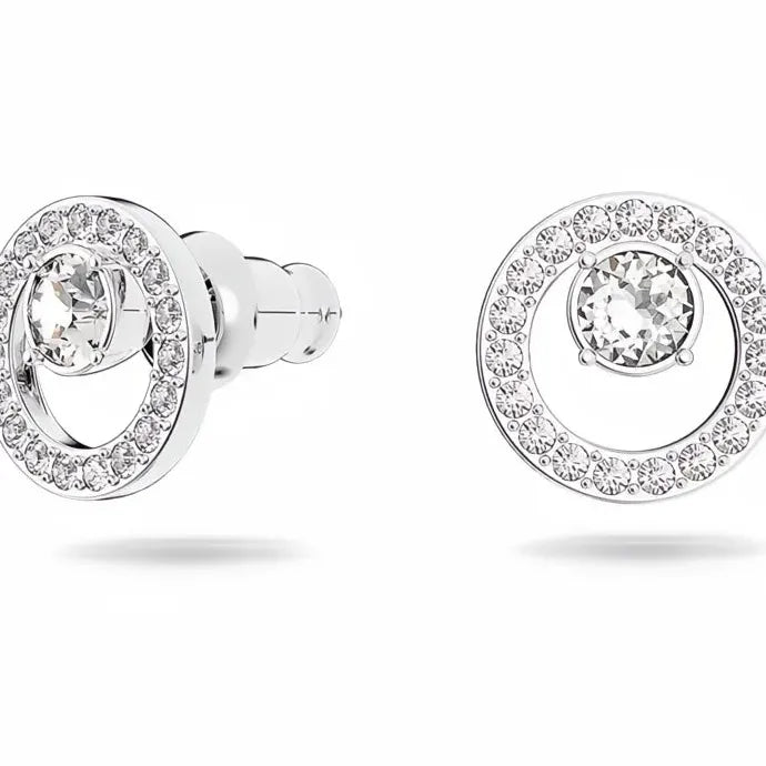 Circle Stud Earrings for Women Copper Alloy Shiny Cubic Zirconia Jewelry