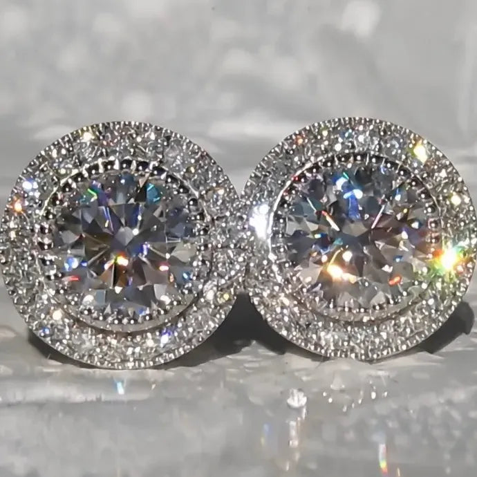 Luxury AAA CZ Geometric Brass Stud Earrings for Women, 7 Colors