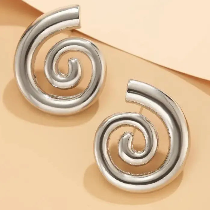 Gold Plated Greek Spiral Geometric Stud Earrings for Women Jewelry Gift