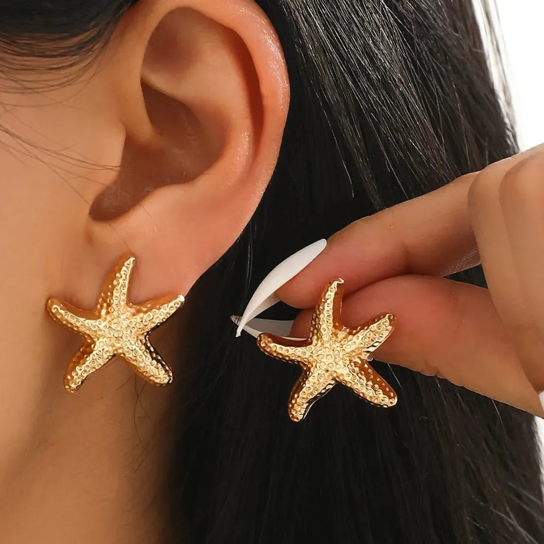 Vintage Gold Starfish Stud Earrings for Women Ocean Jewelry Celestial Gift