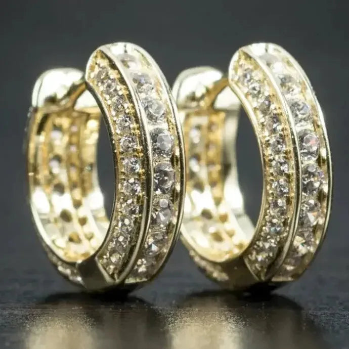 Luxury Cubic Zirconia Gold Hoop Earrings for Women Crystal Party Jewelry