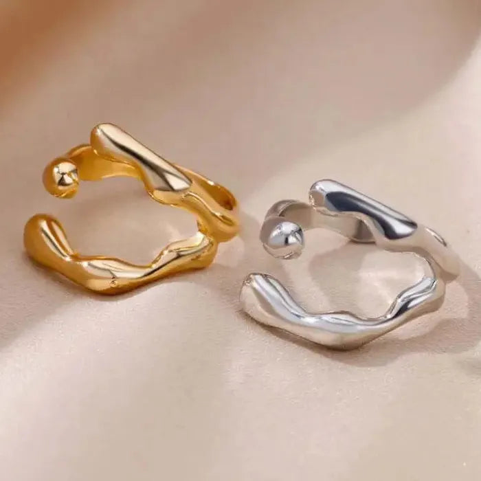 2024 Trendy Stainless Steel Irregular Opening Geometric Ring for Women