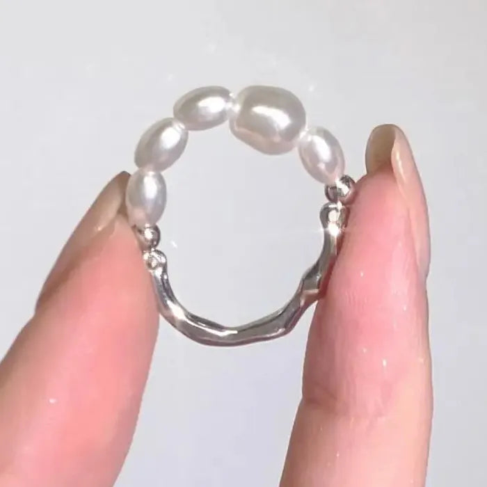 Elegant Retro Irregular Pearl Cocktail Ring for Women Wedding Party Jewelry