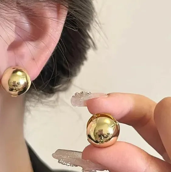 European Style Punk Geometric Gold Metal Round Stud Earrings for Women