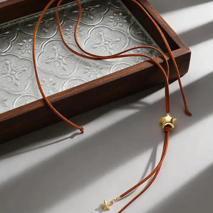 Gold Color Heart Star Sun Tassel Y-Shaped Long Pendant Necklace for Women