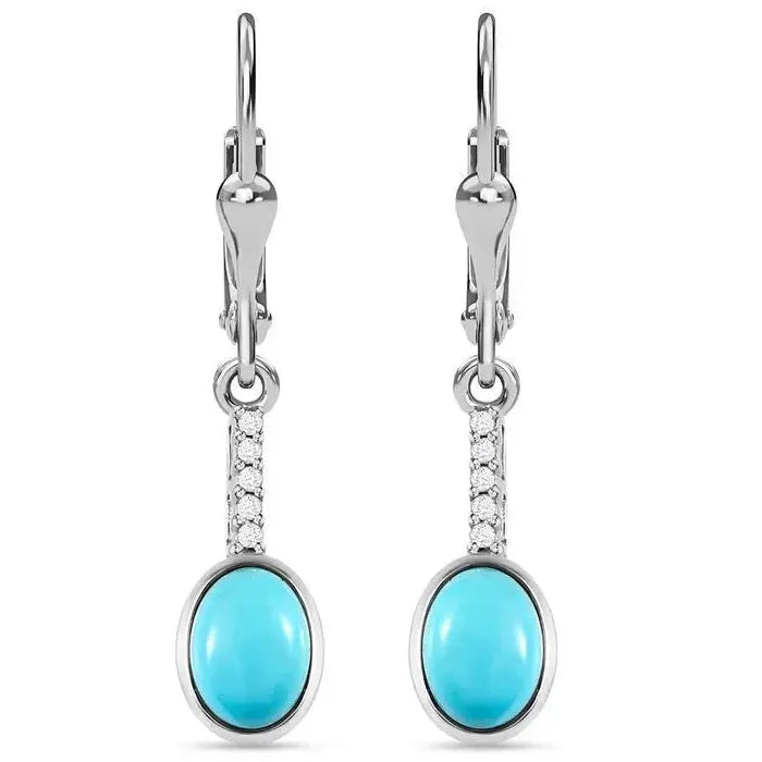 Vintage Bohemian Geometric Blue Stone Drop Earrings for Women Zinc Alloy Jewelry