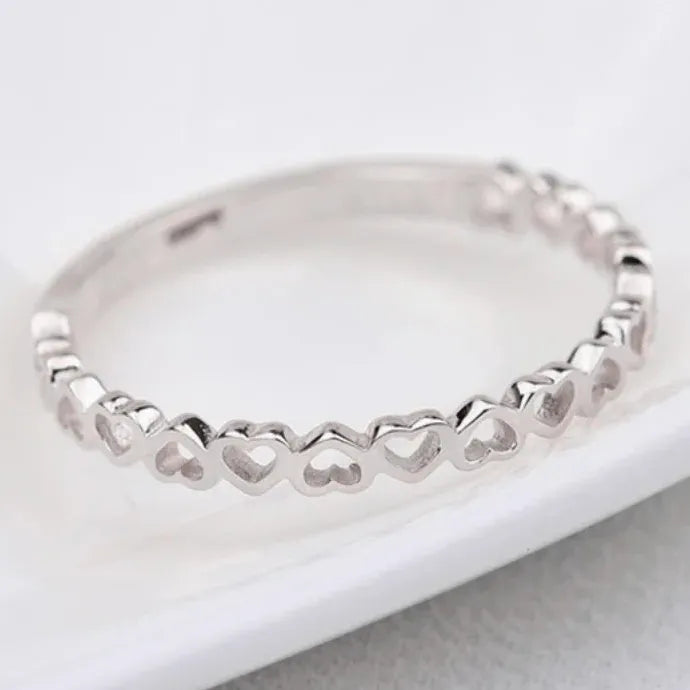 Hollow Hearts Zinc Alloy Rings for Women 2 Colors Daily Wear Fashion Jewelry
