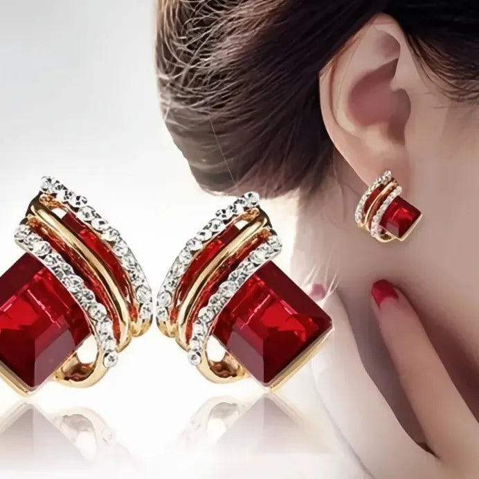 Geometric Cubic Zirconia Stud Earrings for Women Wedding Jewelry Gifts