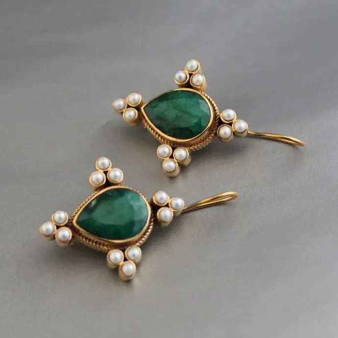 Elegant Retro Geometric Pearl Drop Earrings Women’s Wedding Jewelry Gift Zinc Alloy