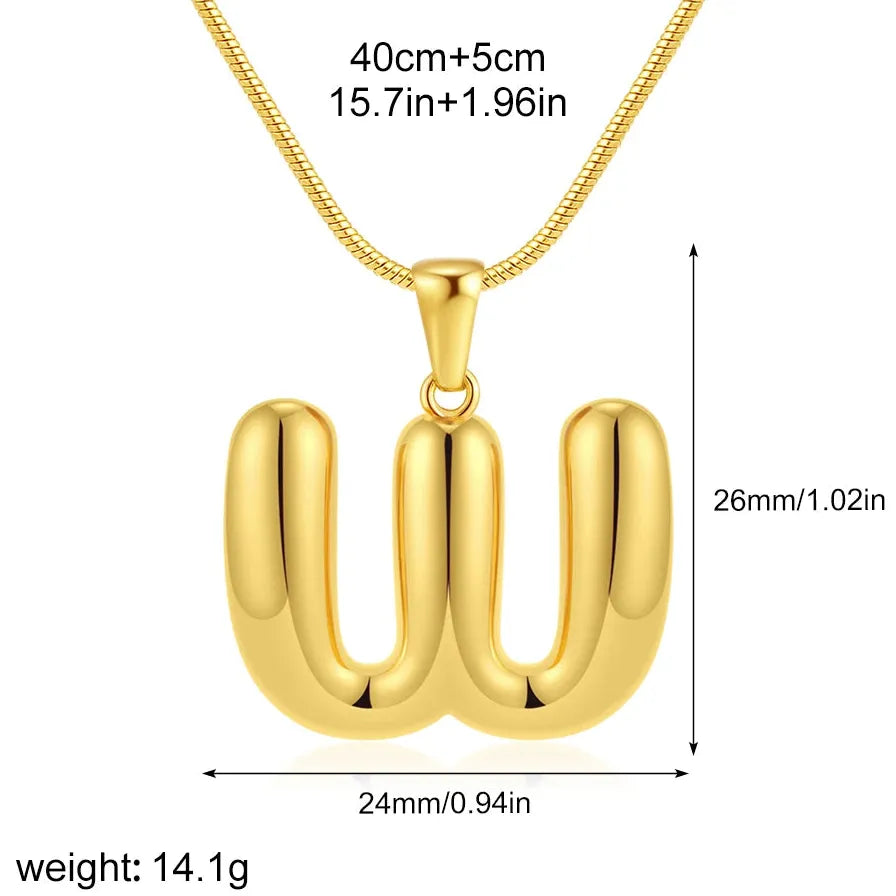 18k Gold Plated Stainless Steel Alphabet Initial Pendant Necklace A-Z for Women