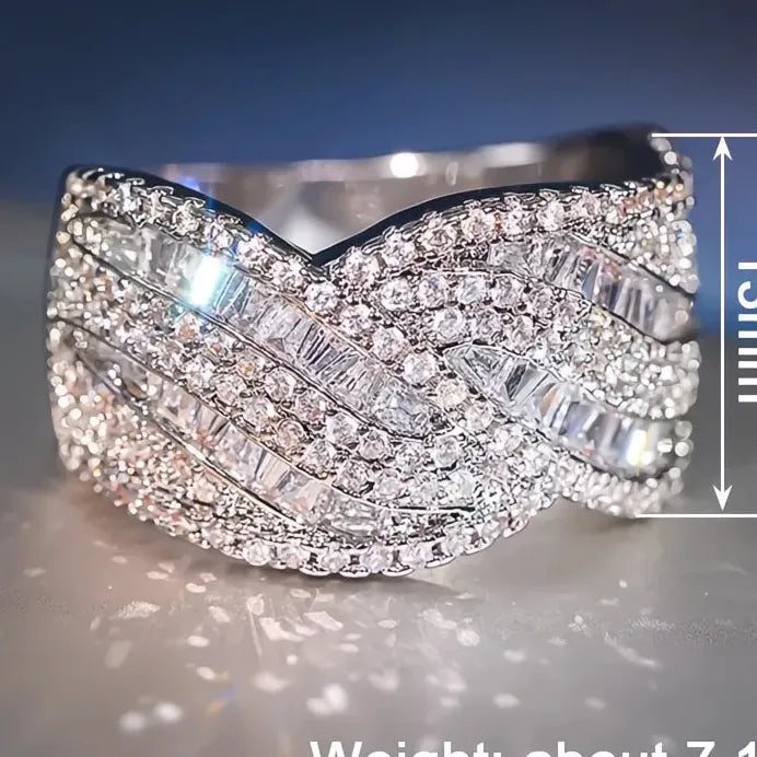 Elegant Women’s Geometric Cross Cubic Zirconia Wedding Engagement Ring