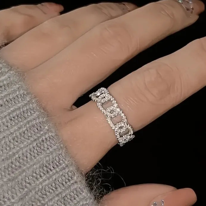 Cubic Zirconia Chain Link Wedding Ring for Women – Elegant Jewelry