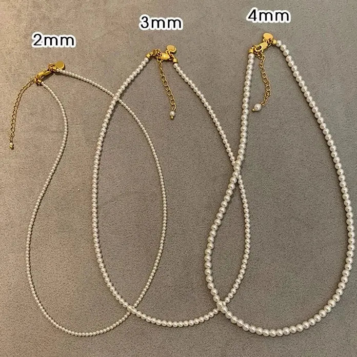 2026 Fine Round Glass Pearl Necklace with Zinc Alloy Thin Clavicle Chain
