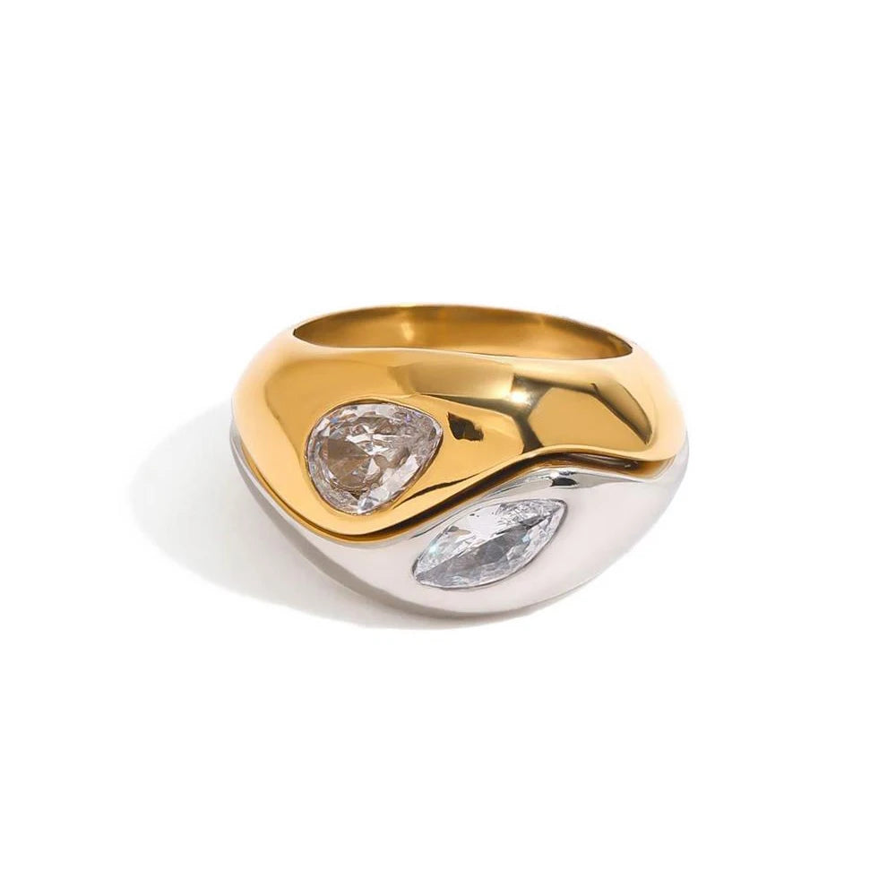 2pcs Twisted Symmetry Couple Rings Stainless Steel Zircon Wedding Jewelry 2026