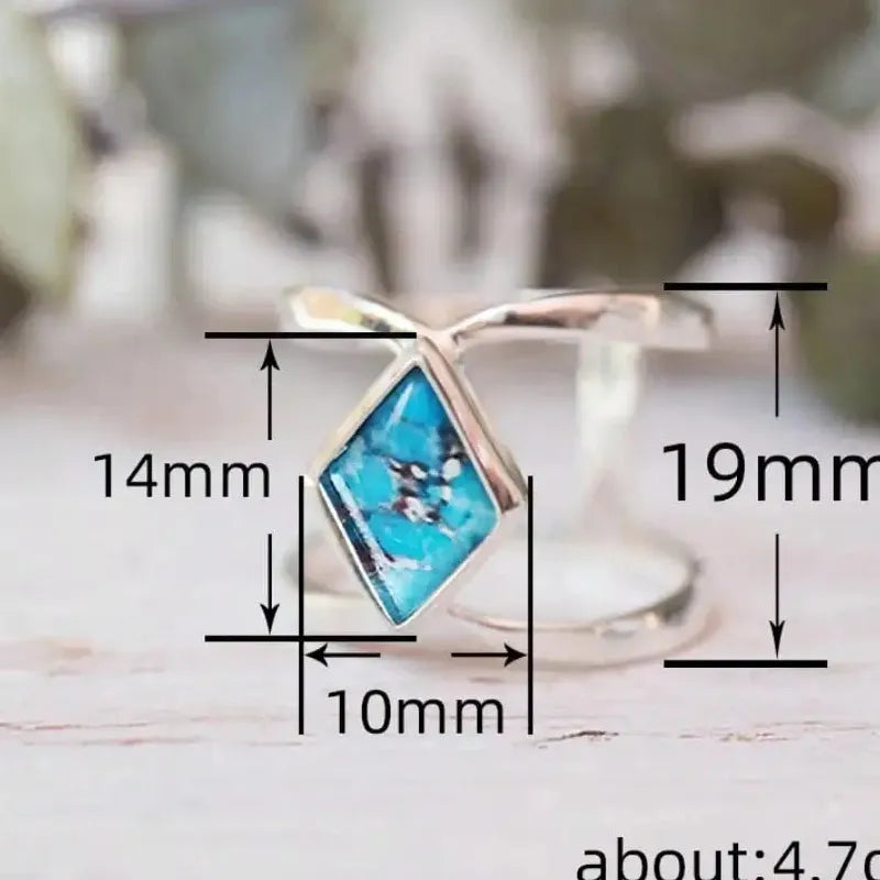 Personalized Copper Geometric Inlaid Resin Women's Ring Retro Ethnic Gift