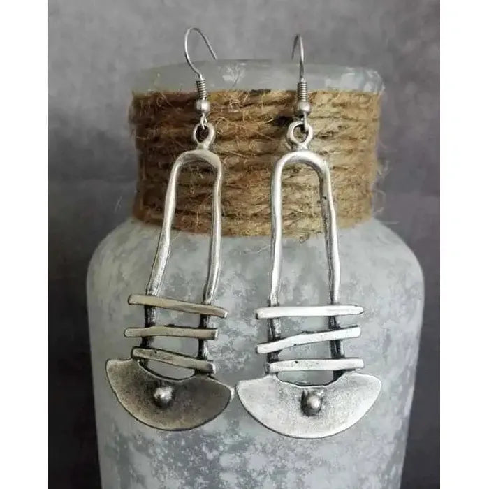 Vintage Ethnic Handmade Zinc Alloy Metal Drop Earrings for Women Punk Jewelry