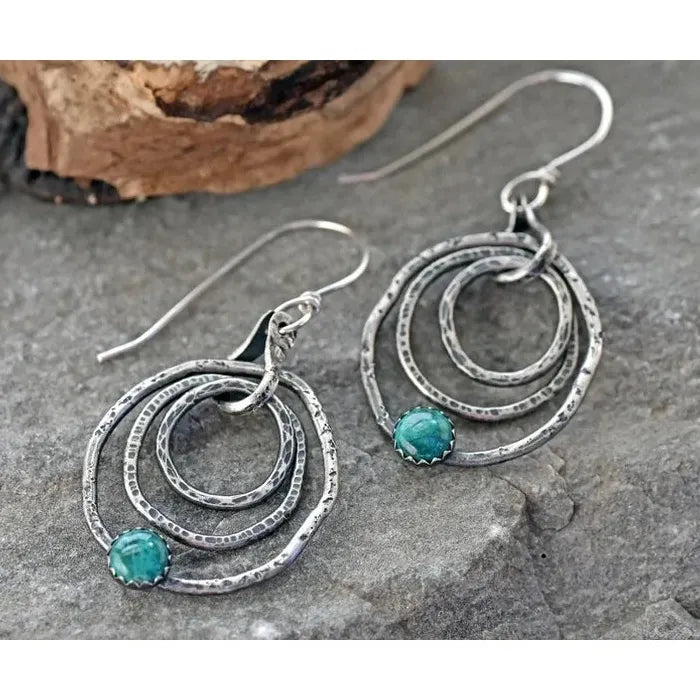 Bohemian Turquoise Stone Tassel Earrings for Women Ethnic Geometric Drop Jewelry