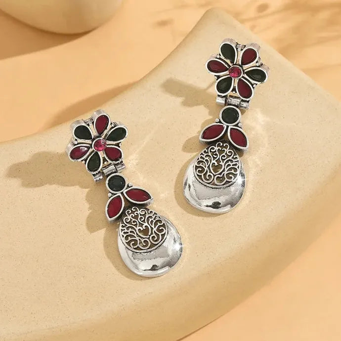 Bohemian Green Stone Drop Earrings Zinc Alloy Romantic Wedding Gift