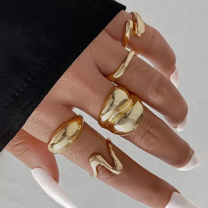 6Pcs Vintage Gold Starfish Pearl Knuckle Rings Set for Women Jewelry