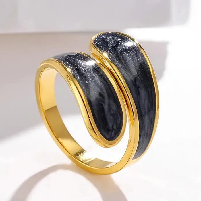 Stainless Steel Unisex Open Rings Geometric Drip Oil Design Waterproof Jewelry