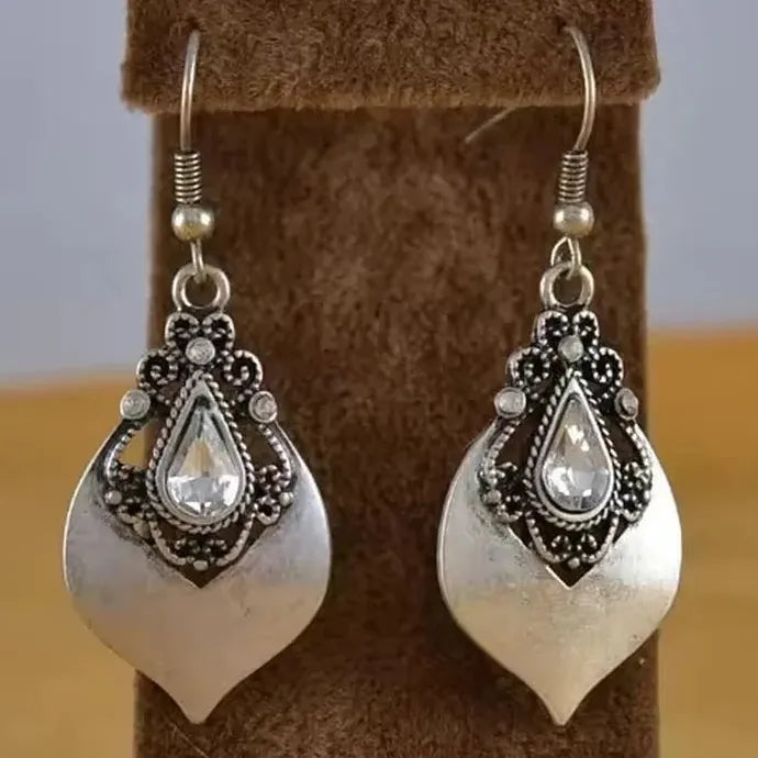 Retro Bohemian Geometric Flower Water Drop Cube Zirconia Earrings Women