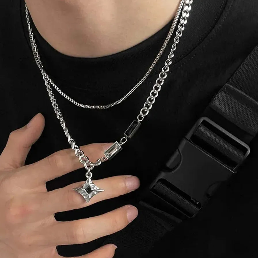 Hip Hop Star Circle Pendant Necklace Unisex Charm Fashion Jewelry