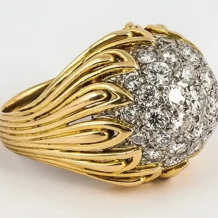 Two Tone Women’s Wedding Rings with Cubic Zirconia Brass Jewelry
