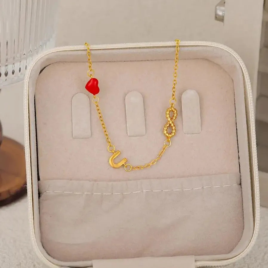 Delicate Infinity Heart Gold Plated Copper Bracelet for Women Girls Jewelry Gift