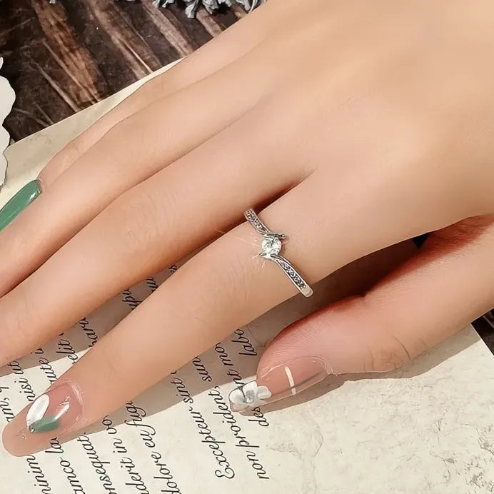 Geometric Cubic Zirconia Ring for Women Wedding Engagement Elegant