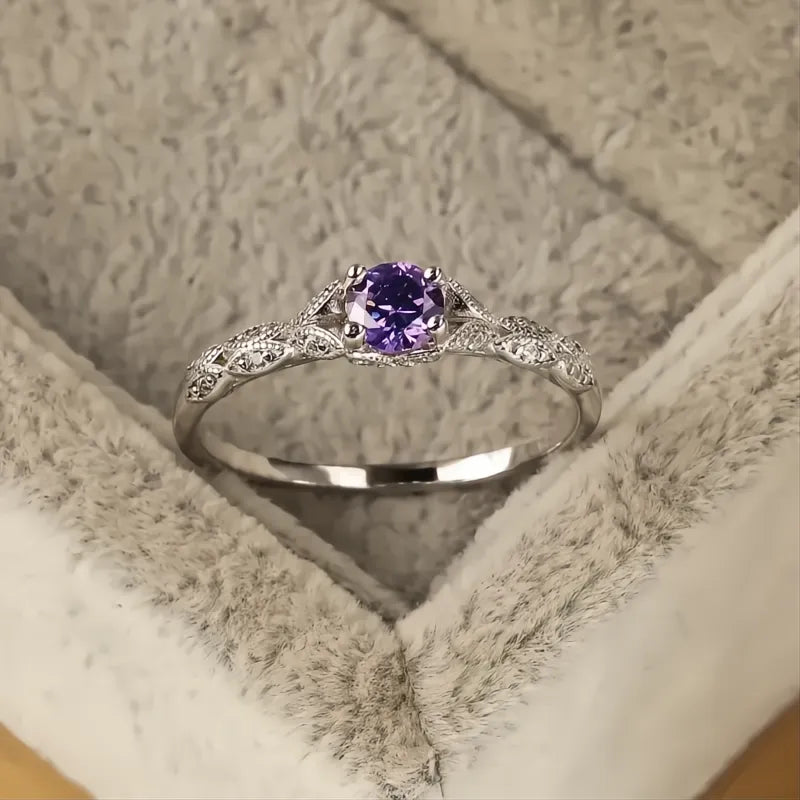 Light Luxury Cubic Zirconia Women's Ring Brass Metal Simple Fashion Temperament Ring