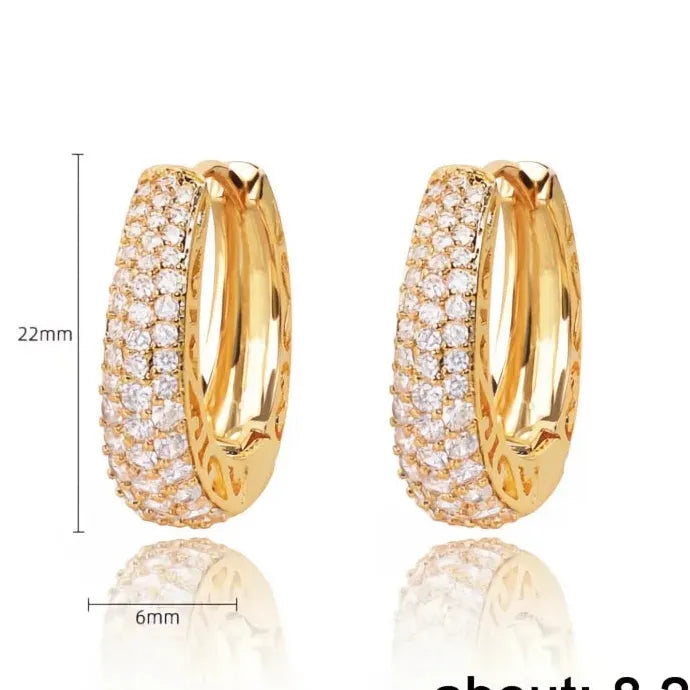 Elegant CZ Geometric Hoop Earrings for Women Silver Gold Copper Alloy Jewelry