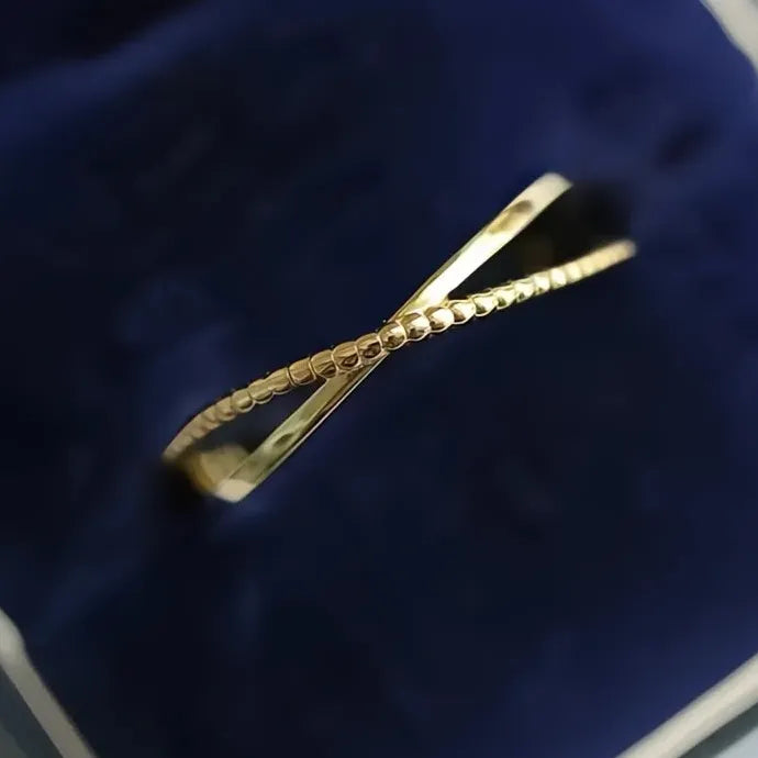 Minimalist Gold Cross Ring for Women Brass Stylish Stackable Finger Ring