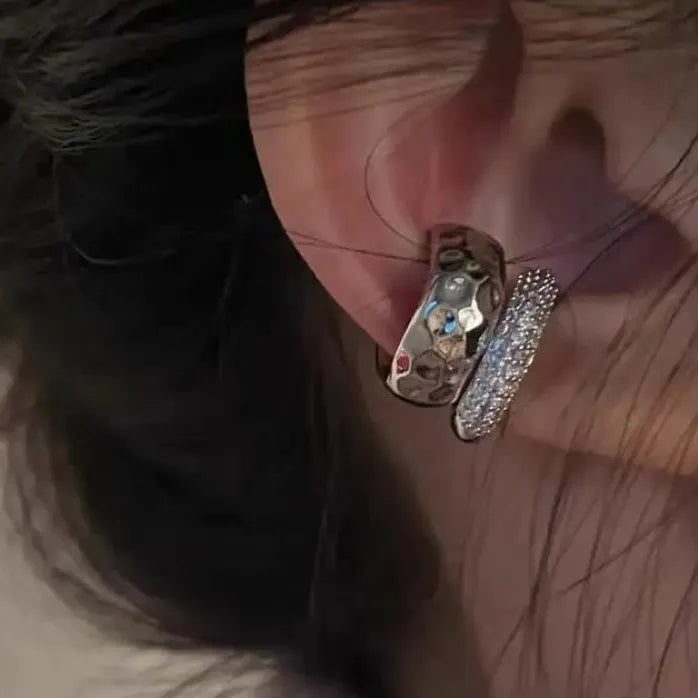 Geometric Double-Layer Ear Cuff No Piercing Clip Earrings for Women Stylish