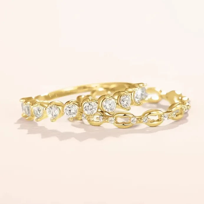 Elegant Trendy Cubic Zirconia Brass Rings Set for Women Party Jewelry